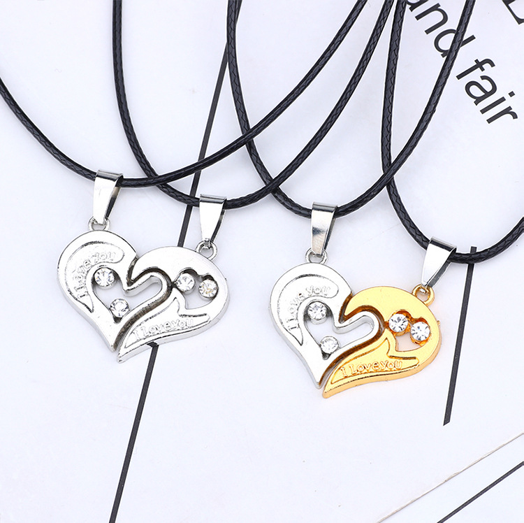 Streetwear Heart Shape Stainless Steel Plating Valentine's Day Couple Pendant Necklace display picture 1