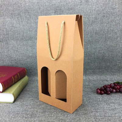 专业定制红酒盒 葡萄酒包装盒2瓶装牛皮纸盒+瓦楞可印刷logo|ru