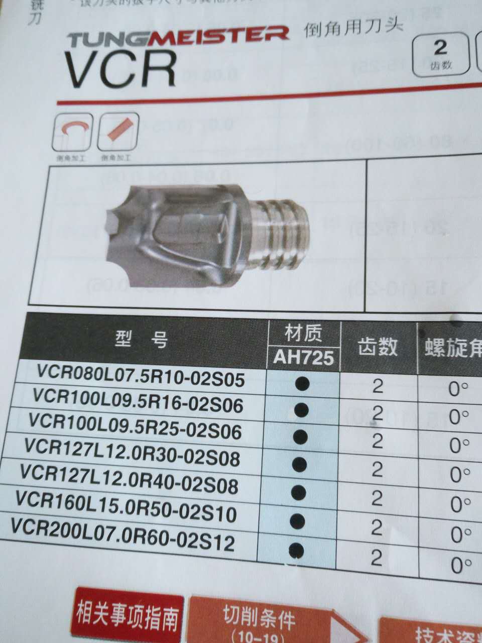 泰珂洛东芝倒角刀片VCR080L07.5R10-02S05 AH725