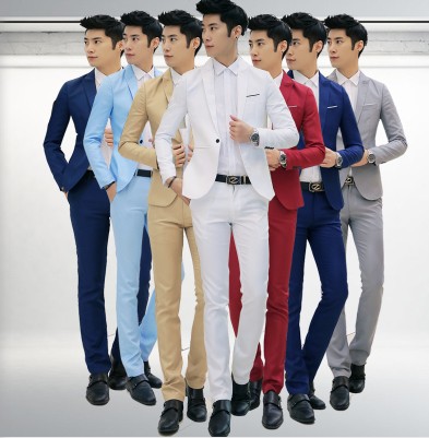 Four Season Men'S Fashion Business Korean Slim Men'S Suit