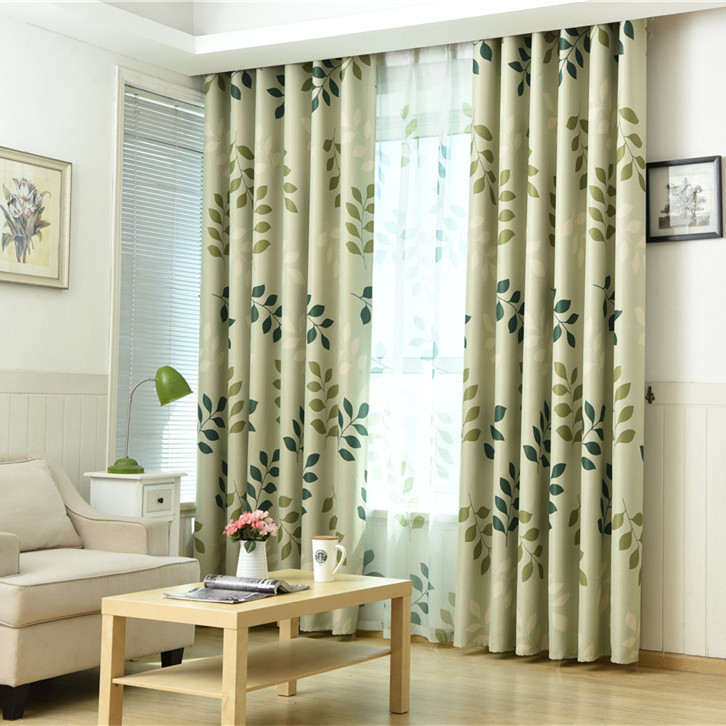 Pastoral wind leaves shading curtain fabric small fresh black silk curtain living room bedroom balcony curtain fabric wholesale Pastoral wind leaves shading curtain fabric small fresh black silk curtain living room bedroom balcony curtain fabric wholesale