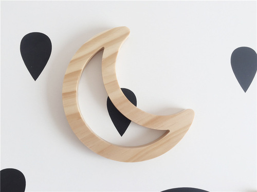 ins Nordic wooden moon star airplane butterfly wall sticker partition solid wood pine ornaments children's room wall sticker