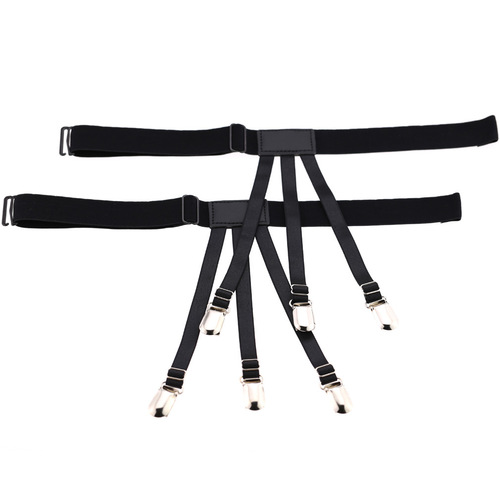 Unisex formal white collar suit shirt top anti-wrinkle anti-slip shirt clip punk thigh ring clip garter belt