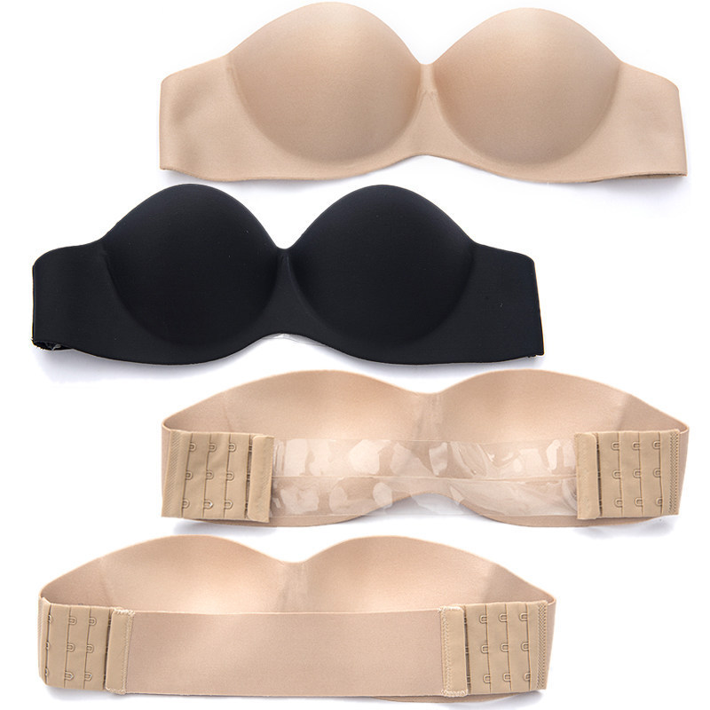 Invisible strapless half cup seamless we...