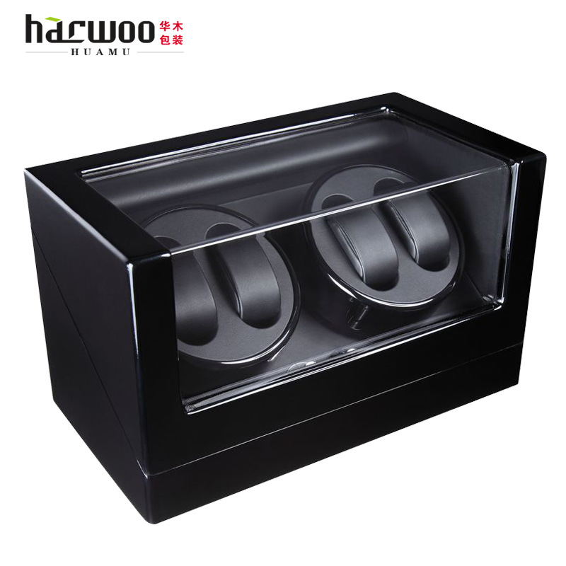 现货批发4位钢琴烤漆摇表器马达盒调速旋转上链手表展示盒