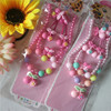 Cartoon children's jewelry, set, beads from pearl, accessory for princess, necklace, ring, hairgrip, wholesale