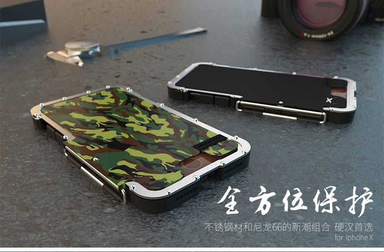 Armor King Iron Man Luxury Shockproof Stainless Steel Aluminum Metal Flip Case Cover for Apple iPhone X