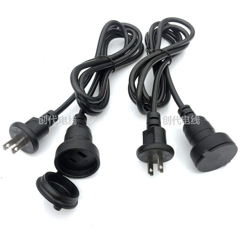 库存3米日规两插防水头带防尘盖母头户外延长线日本PSE认证电源线