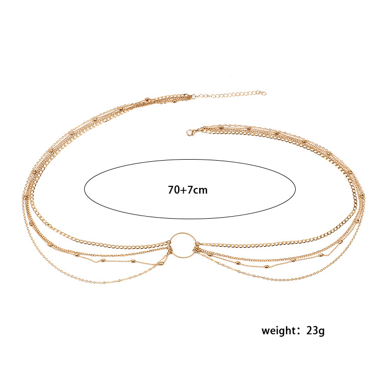 26g Weight Waist Chain Classification Women'S Gender Basic Style Gold Color  Fashion Trouser Chain Hand-woven Geometric Circle Metal Multi-layer Chain Waist Chain 6