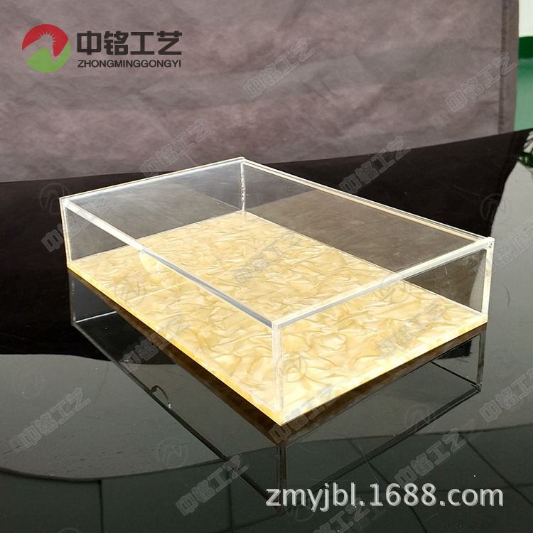 定制创意有机玻璃礼品包装盒 透明亚克力防尘罩 布金亚克力方盒
