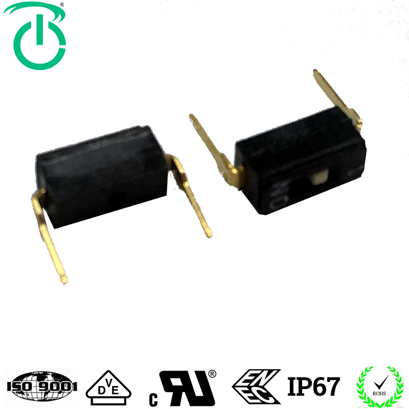 厂家生产进口材质黑色插脚1位高推柄镀金脚拨码开关