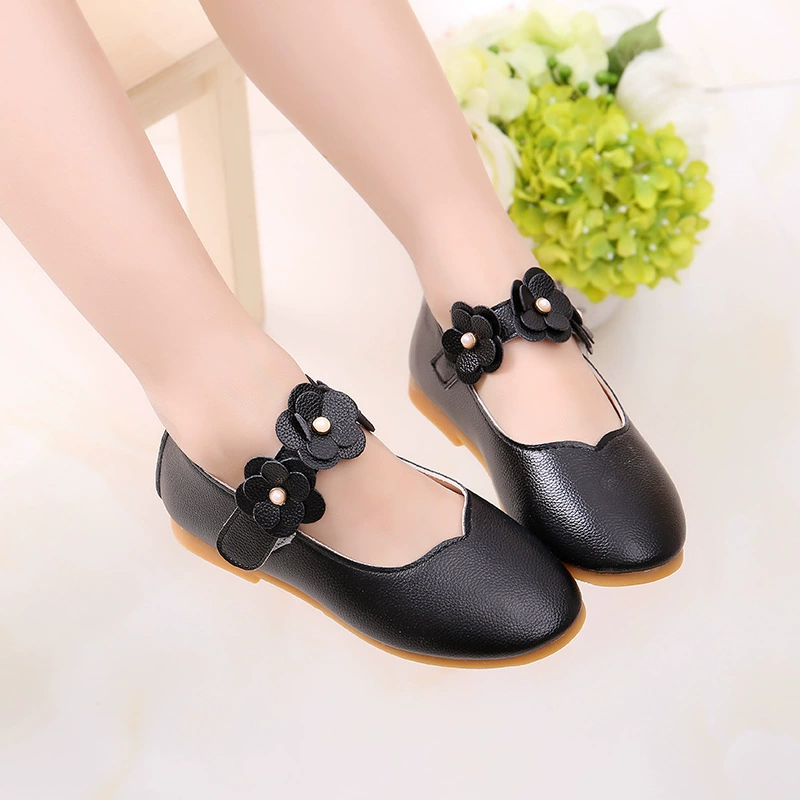 Shoes for leather shoes for early age, children's footwear for princess, 2019, Korean style, wholesale, flowered, for teenagers