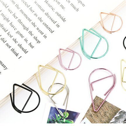 Large Droplet Style Simple Metal Bookmark Shape Loop Pin Handbag Accessory, 7 Color Options Available