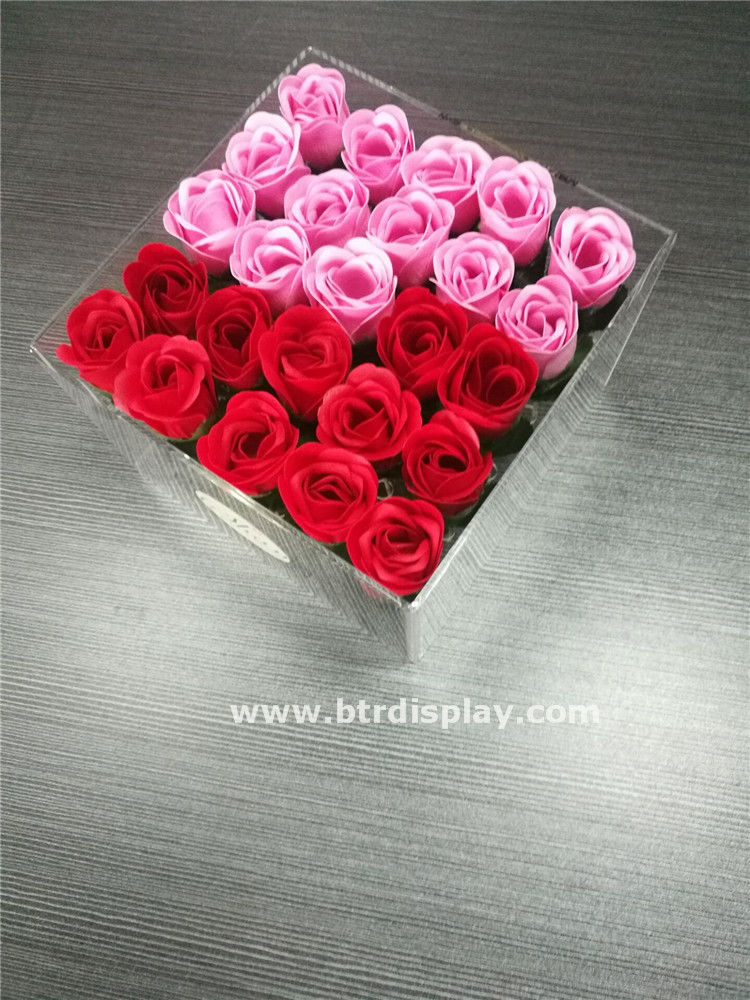 亚克力鲜花盒方形玫瑰花盒天地盖真花盒透明花盒厂家订做