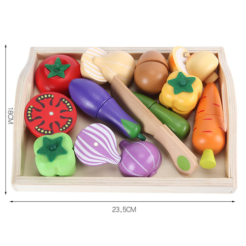 Wooden children's educational early education play house toys simulation fruit cut and watch game vegetable cut and cut fun wholesale