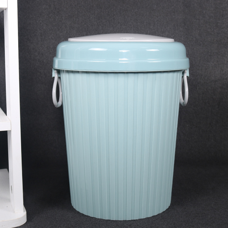 Cubo de basura redondo con tapa a presión, de plástico para cocina y baño – diseño nuevo, venta al por mayor.