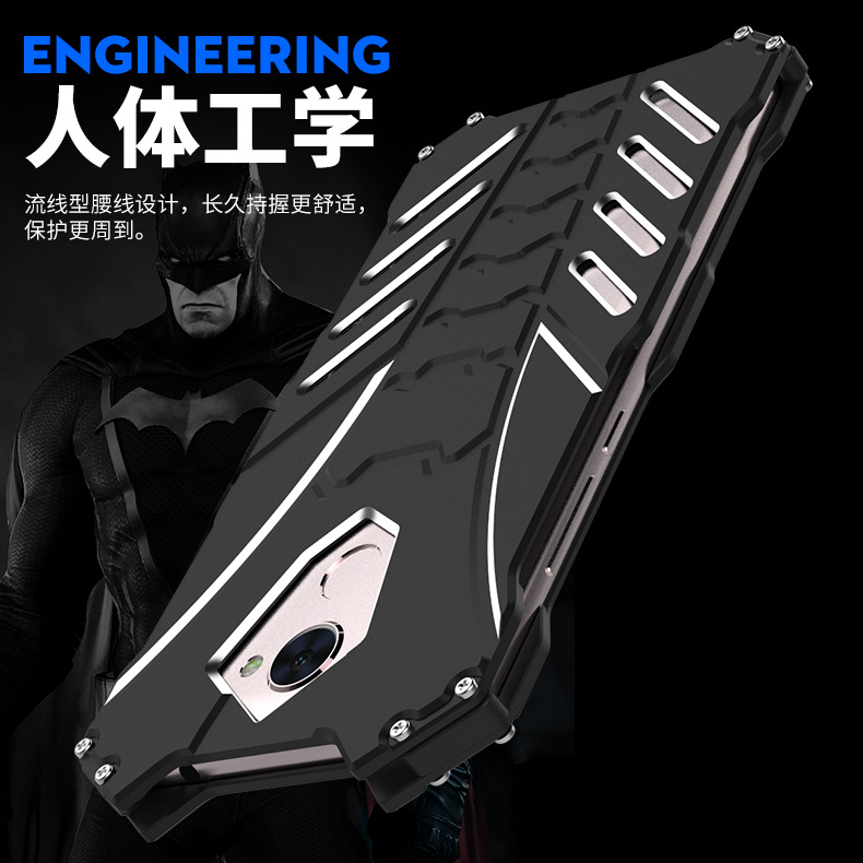R-Just Batman Shockproof Aluminum Shell Metal Case with Custom Stent for Huawei Enjoy 7 Plus