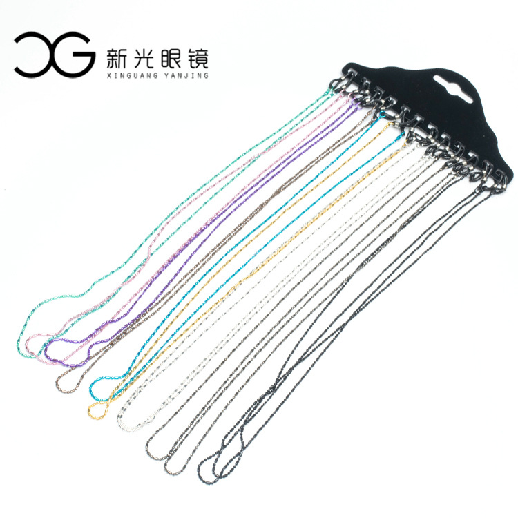 金屬眼鏡繩 大小珠眼鏡鏈 七彩時尚歐美風 精致太陽鏡挂脖鏈批發