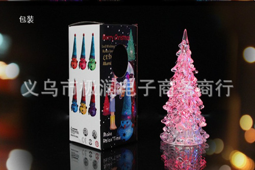Acrylic Christmas tree, children's luminous toys, LED colorful crystal flashing night light, Christmas gifts hot sale