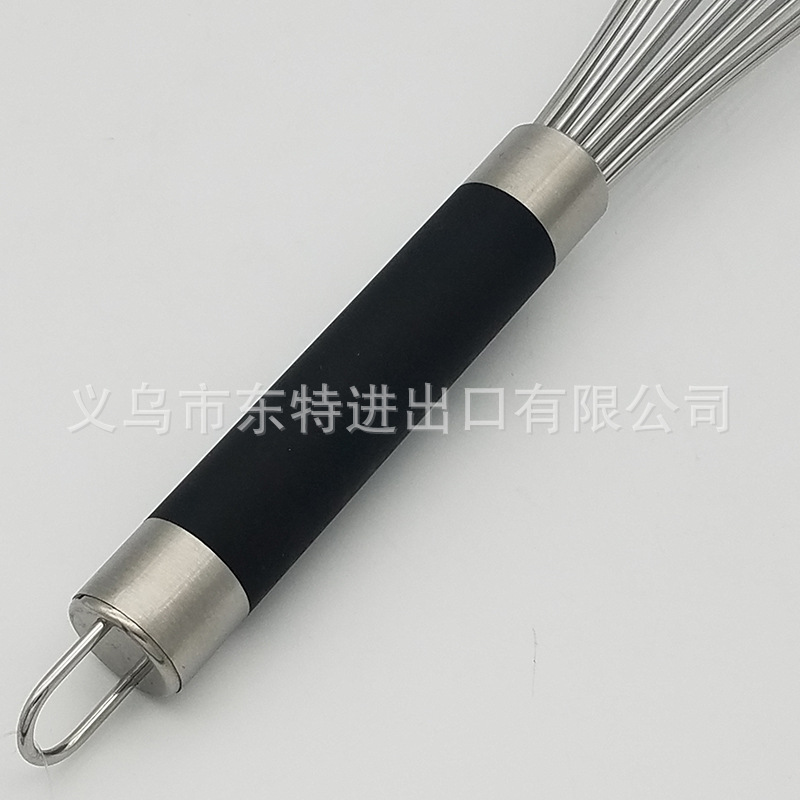 Factory direct sales of stainless steel egg beaters, high-end baking supplies, rubber-coated plastic handles, 8-line manual egg beaters detail image 7