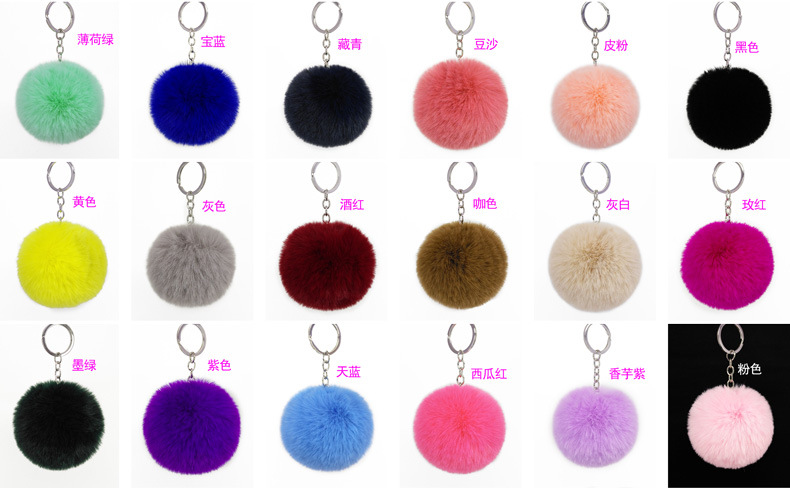Fashion 8cm Rex Rabbit Hair Ball Faux Fur Short Hair Bag Keychain Pendant Wholesale display picture 1