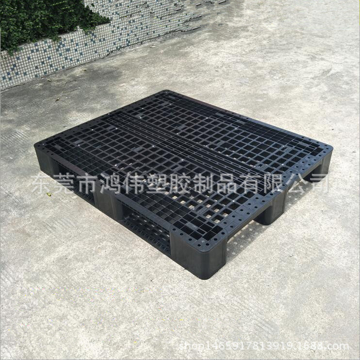 供应黑色川字型塑胶托盘 网格塑料叉车板 1210川字型仓库垫仓板