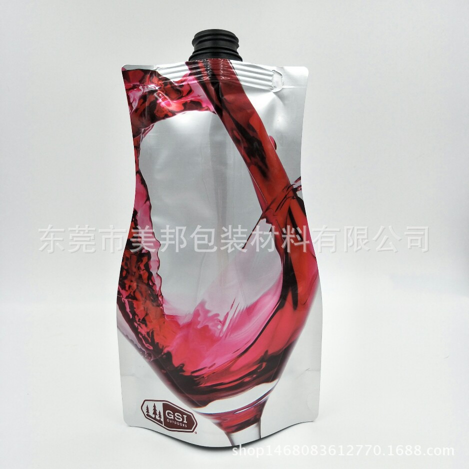 高档750ml红酒便携包装袋 吸嘴自立铝箔袋 酒水饮料吸嘴袋可定制|ru