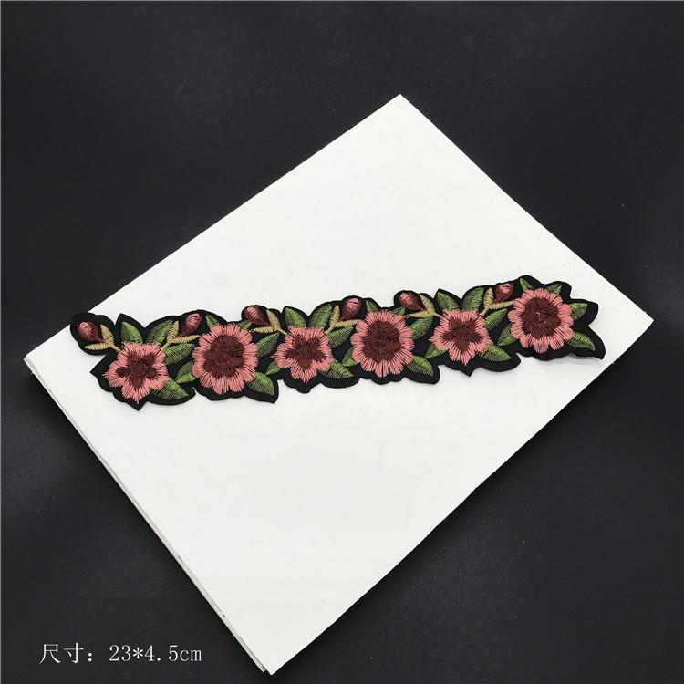 厂家直供时尚花朵手工刺绣电脑布贴 外套袖口服装辅料DIY补丁布贴