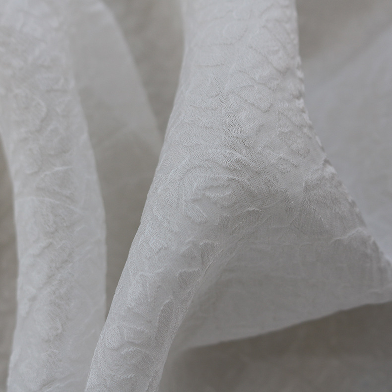 批发真丝提花丝锦花绉服装面料 肌理丝锦连衣裙丝绸布料