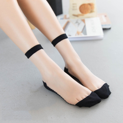 丝袜女 夏季薄款柔软透明条纹水晶袜玻璃丝卡丝中筒袜日系潮袜|ms