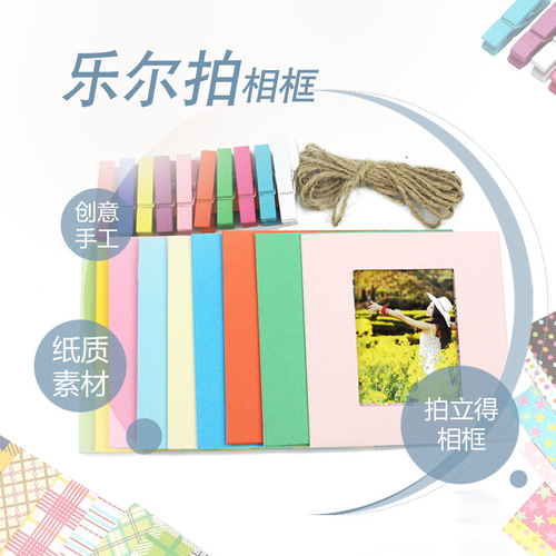 Instant Camera 3-inch 10-packs Color Paper Frames Creative Hanging Paper Frames with Jute Rope Clips Set Wall Decor