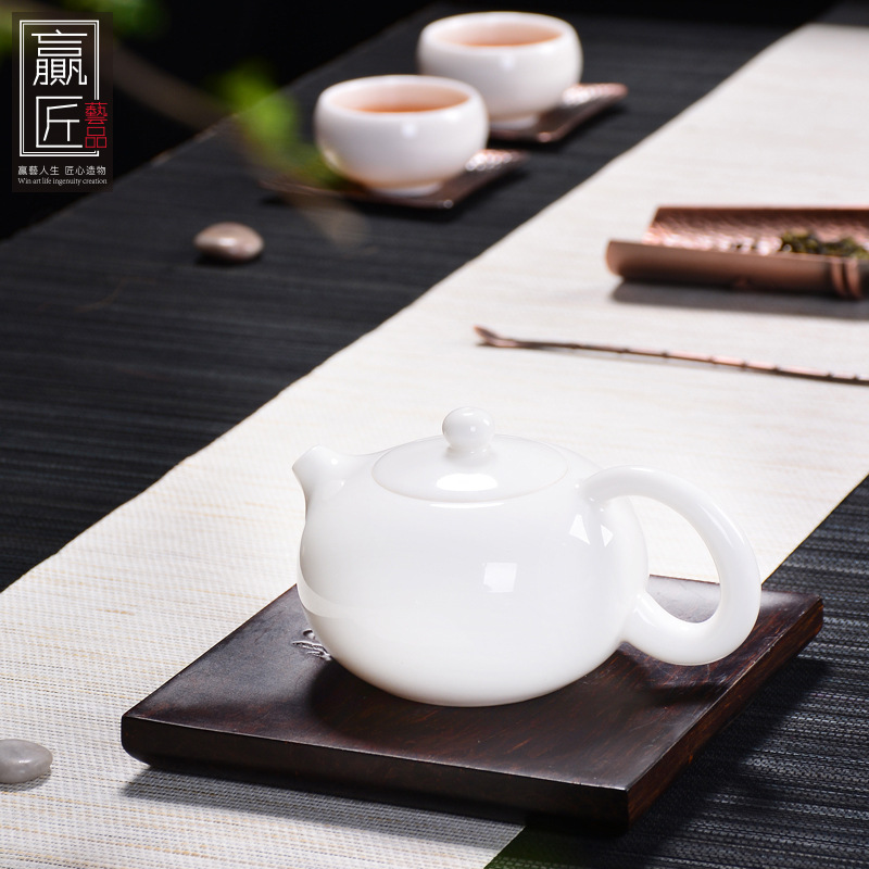 Ganar la artesanía moral porcelana blanca juego de té de Kung Fu tea de cerdo blanco Jade porcelana Xi Shi tetera cerámica fabricante de té sola olla