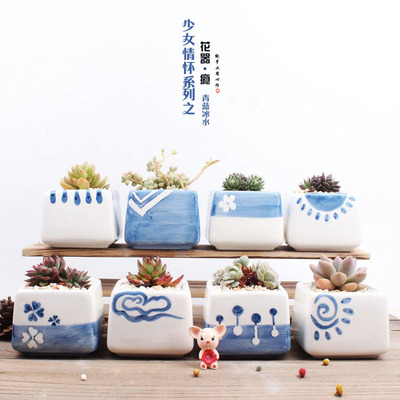 [Floral organ.Addiction]Succulent Pots girl Feelings series Cyanine Ice Manufactor Direct selling TaoBao Explosive money