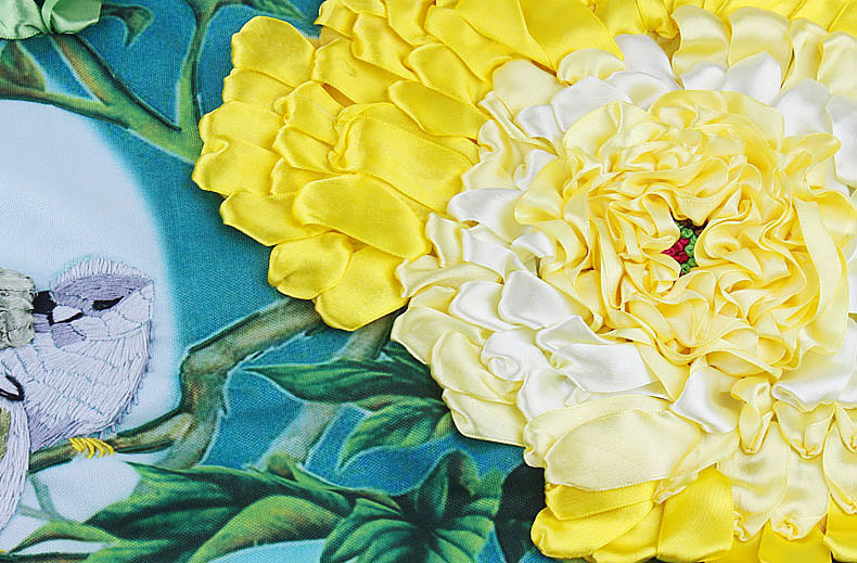 Oujin nianhua cinta bordado fábrica impresión en color directo colgando pintura flor buena Luna impresión en color redondo sala de estar entrada Decoración