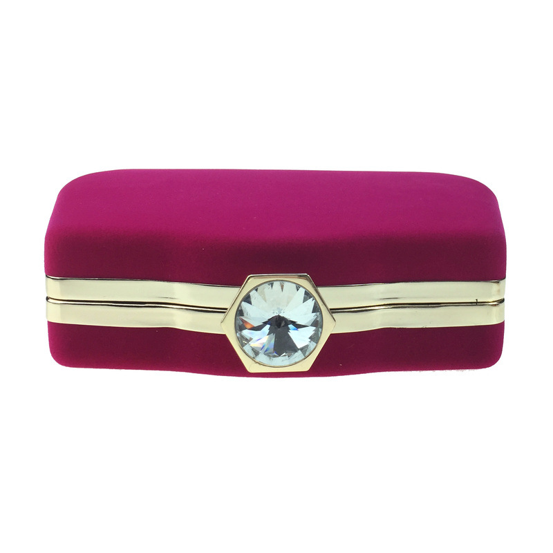 Túi clutch nữ dạ tiệc nhung hình quả bầu đính đá hộp cứng kèm dây xích — Màu đỏ, Màu đỏ rượu, Màu tím, Màu xanh lam chi tiết 9