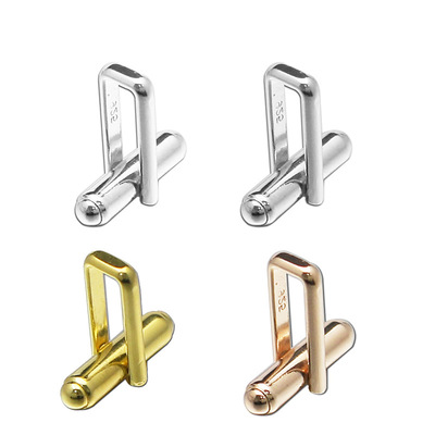 【秒】跨境欧标袖扣通体s925银袖扣脚diy配件银男士饰品 Cufflink
