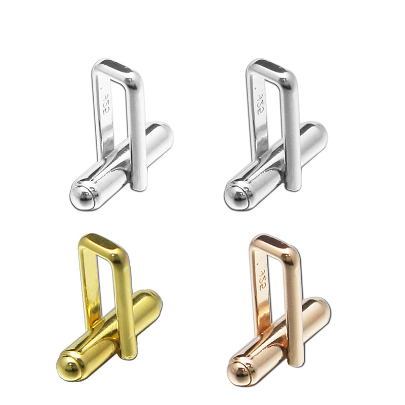 【秒】跨境欧标袖扣通体s925银袖扣脚diy配件银男士饰品 Cufflink
