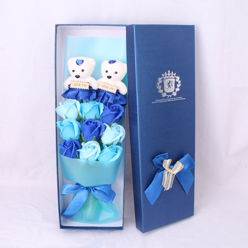 Creative Nine Roses Soap Bouquet Gift Box Bear Valentine's Day Gift Promotional Prize One Piece Dropshipping