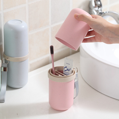 环保竹纤维洗漱杯刷牙杯套装旅行便携式收纳杯创意牙膏牙刷收纳盒|ru