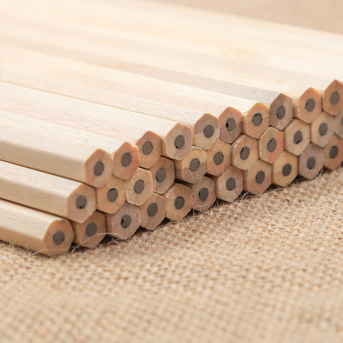 Factory direct sales log 2B pencil hexagonal white rod bulk triangle pencil log double cut pencil pencil wholesale