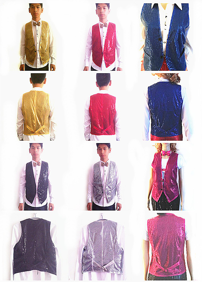 韩版英伦风男女同款双面亮片马甲时尚马夹前后亮片闪亮舞台修身|ru