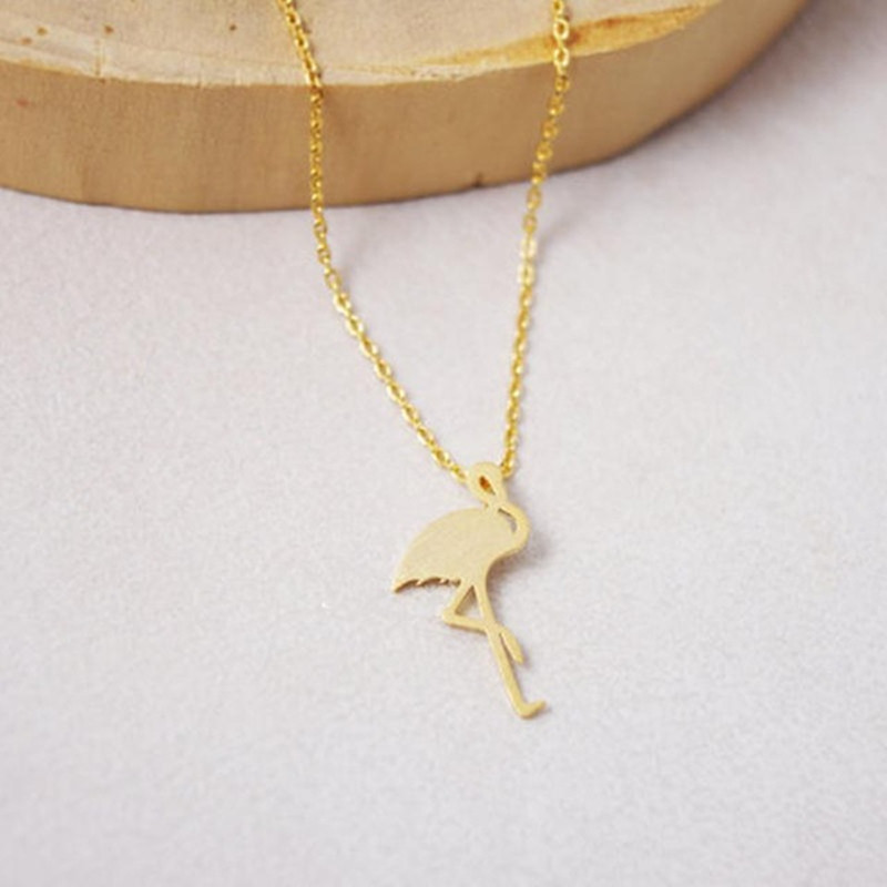 Cute Animal Necklace Ostrich Red-crowned Crane Pendant Necklace Short Fine Clavicle Chain Wholesale display picture 4