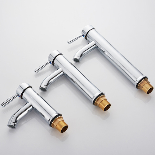 Electroplated stainless steel curved nozzle basin faucet bathroom bathroom hot and cold hand wash basin faucet home