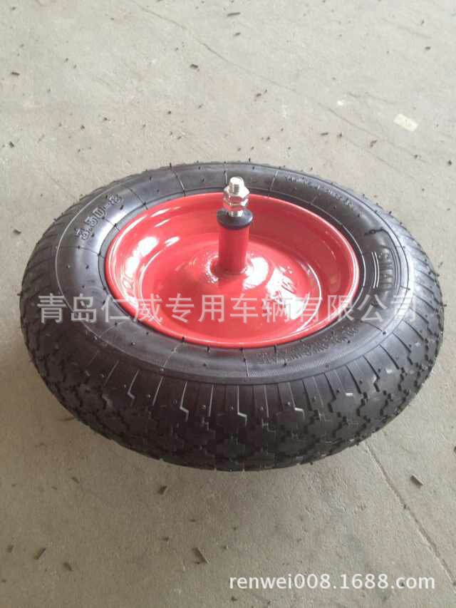 长期供应西班牙轮子3.50-8  手推车轮子 14X3.50-8 细长套带轴