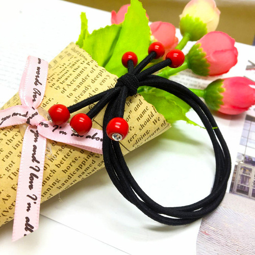 New Korean Diamond-Studded Small Cherry Hair Tie, Fashionable and Versatile Hair Accessory, Hair Rubber Band Hair Tie for $2 from Street Stalls