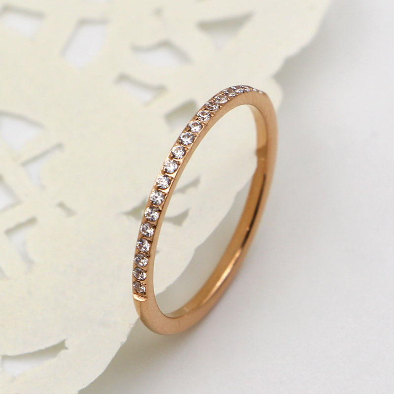 Wholesale Simple Style Circle Titanium Steel 14k Gold Plated Zircon Rings display picture 4