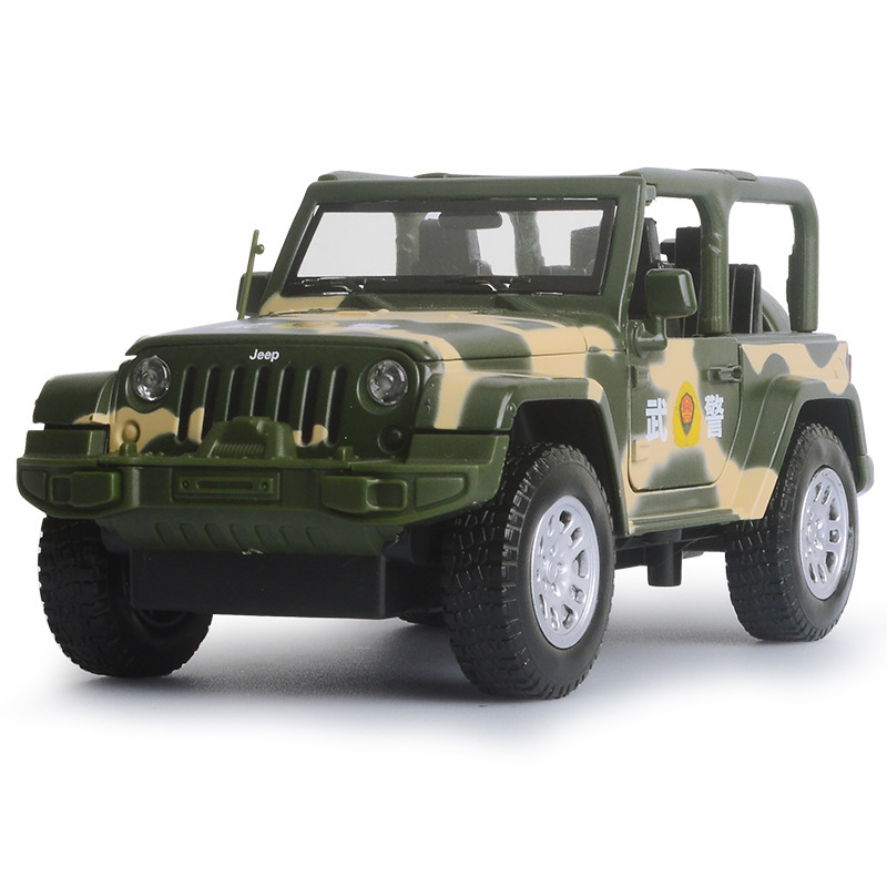 1:32 Jiaye Alloy Car Model Convertible Wrangler Jeep Off-road Military Special Police Children's Toy Car