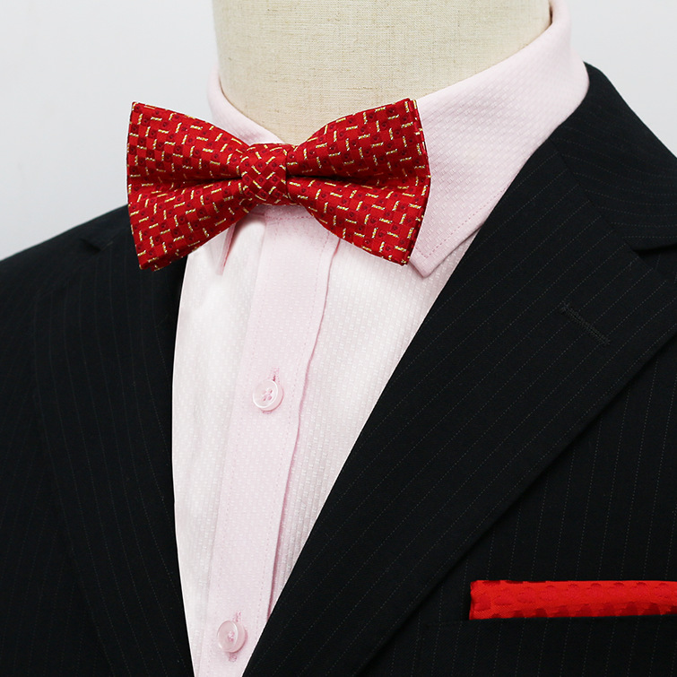 精选高档新郎伴郎领结 红色圆点 男士正装韩版蝴蝶结婚礼结婚领结|ru