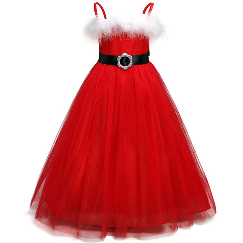 Christmas Princess Color Block Patchwork Cotton Blend Polyester Girls Dresses display picture 3