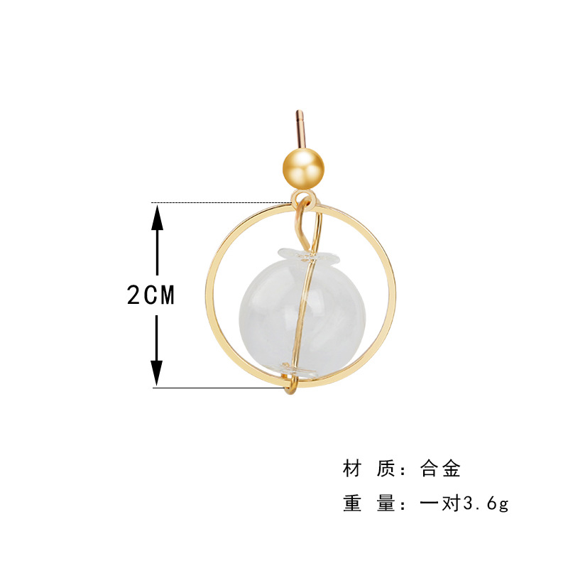 Japanische Und Koreanische Version Von Einfachen Kreis Langen Ohrringen Ohr Stecker Glas Kristall Runde Perlen Ohr Stecker Heiligabend Apfel Ohr Clip display picture 1